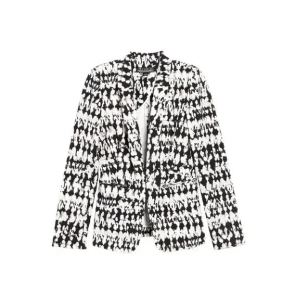 Badgley Mischka Studio Sylvie Stucco Print Notch Collar Stretch Blazer 6 NWT - Picture 13 of 13
